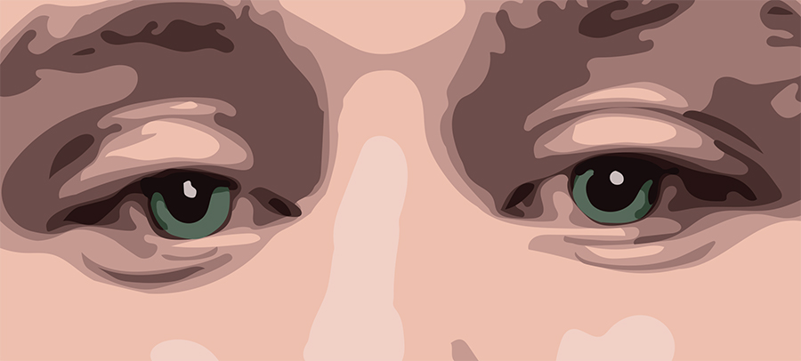 A close-up illustration of [REDACTED]'s eyes